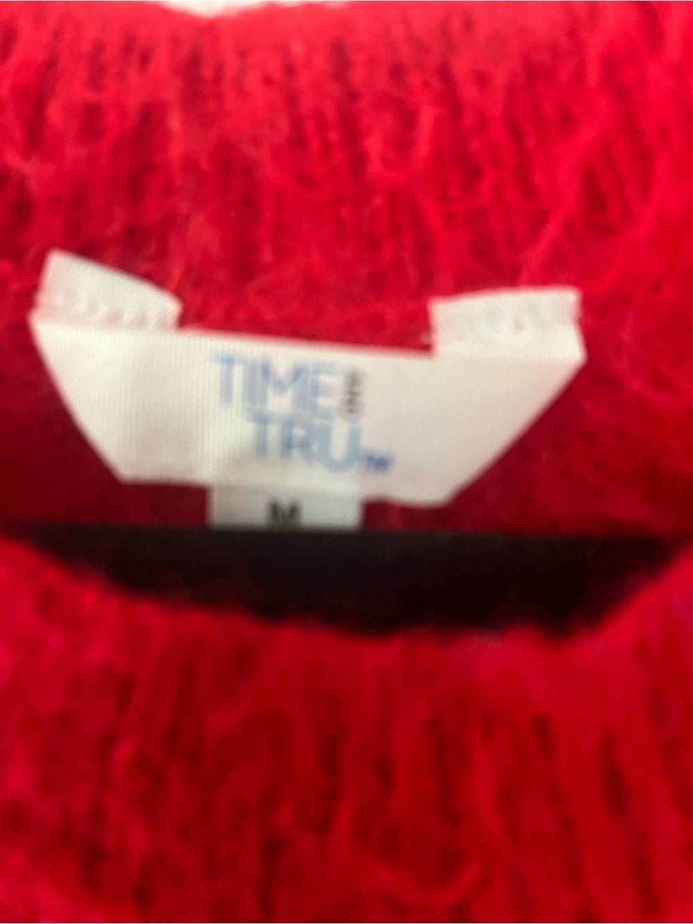 Time and Tru Red Fair Isle Crewneck Sweater with Multicolor Yoke - Picture 3 of 6